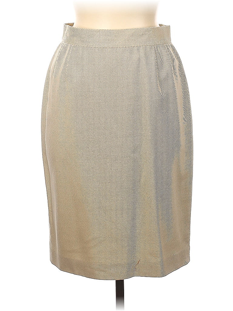 Valentino Miss V Solid Jacquard Chevron-herringbone Brocade Tan Casual Skirt Size 42 (IT) - photo 1