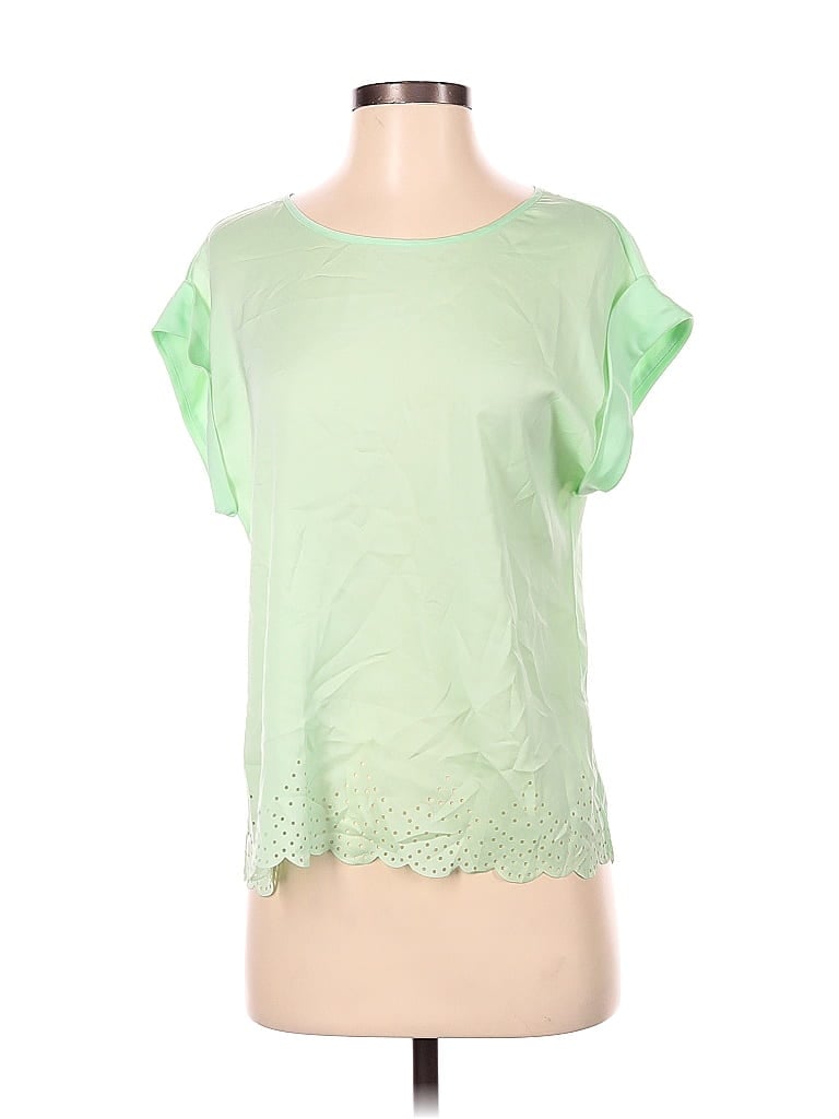 Pre-owned J.crew Factory Store Short Sleeve Top Green Sweetheart Neckline Tops