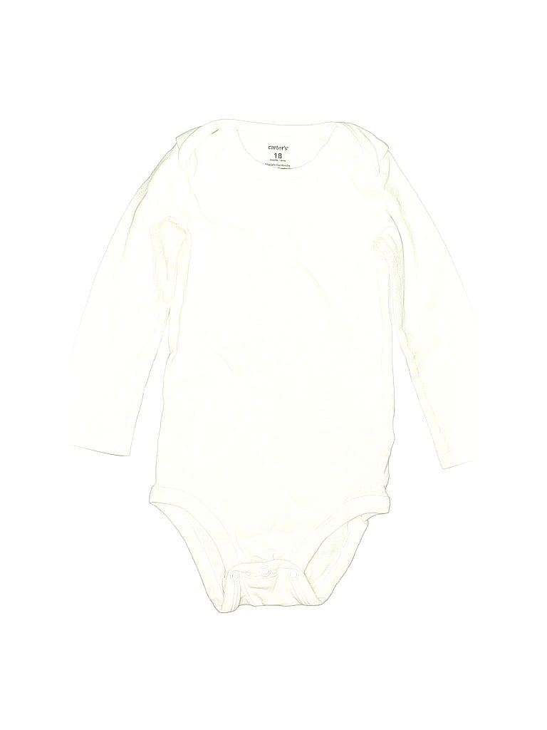 Pre-owned Carter's Kids' Long Sleeve Onesie In White