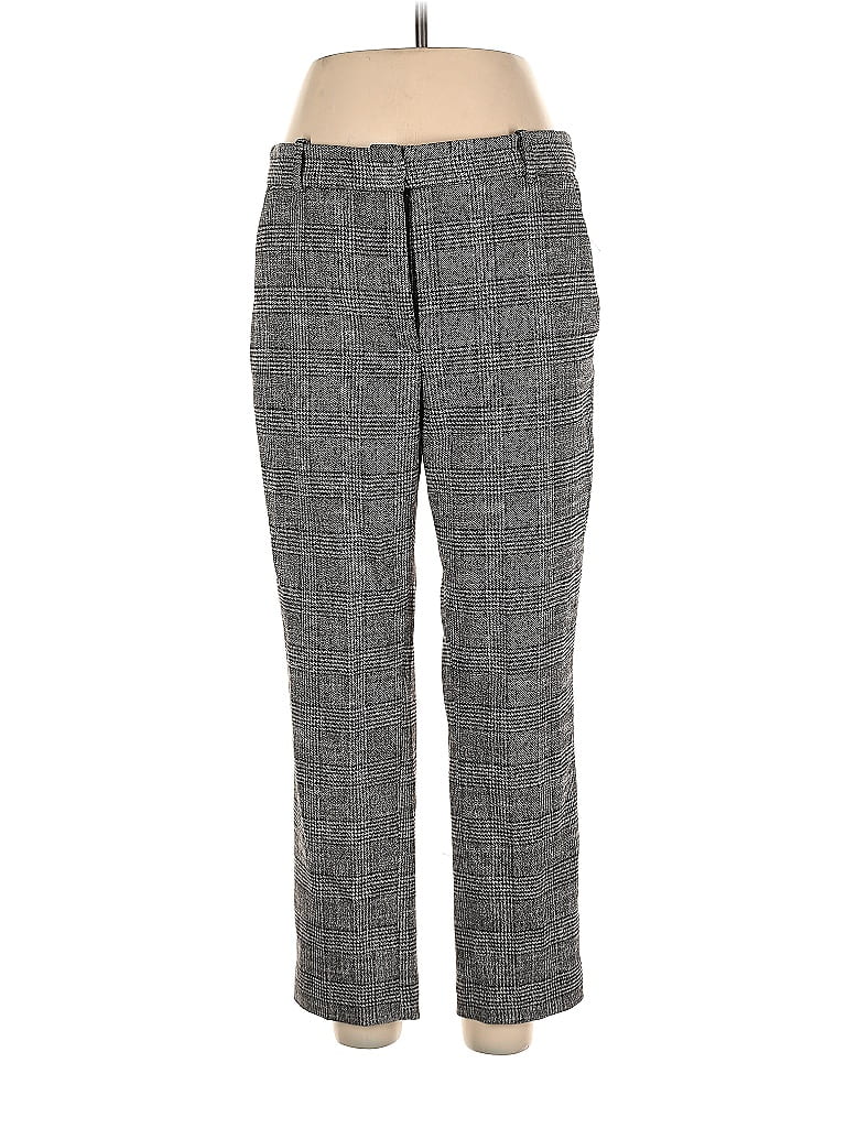H&M Houndstooth Marled Grid Plaid Tweed Chevron-herringbone Gray Dress Pants Size 12 - photo 1