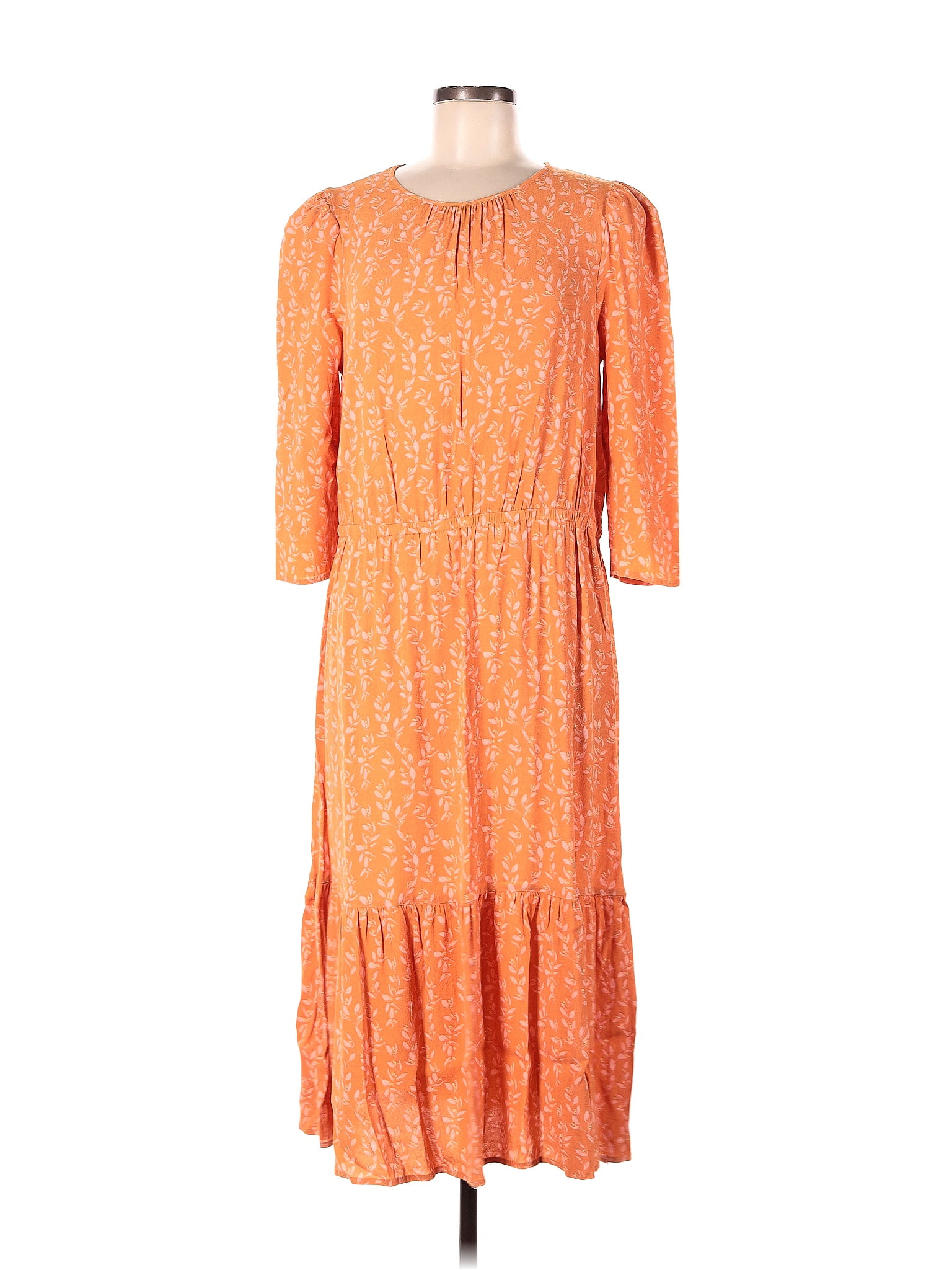 A New Day 100 Rayon Orange Casual Dress Size L 46 Off Thredup