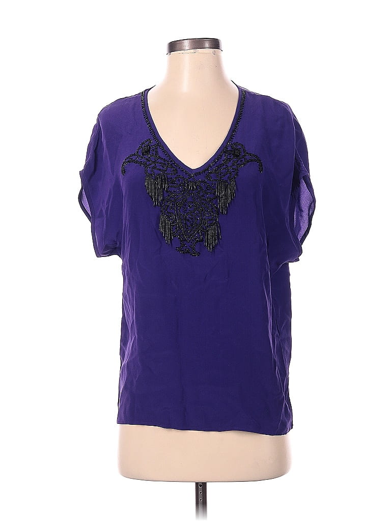Etcetera 100 Silk Purple Short Sleeve Blouse Size 4 74 off ThredUp