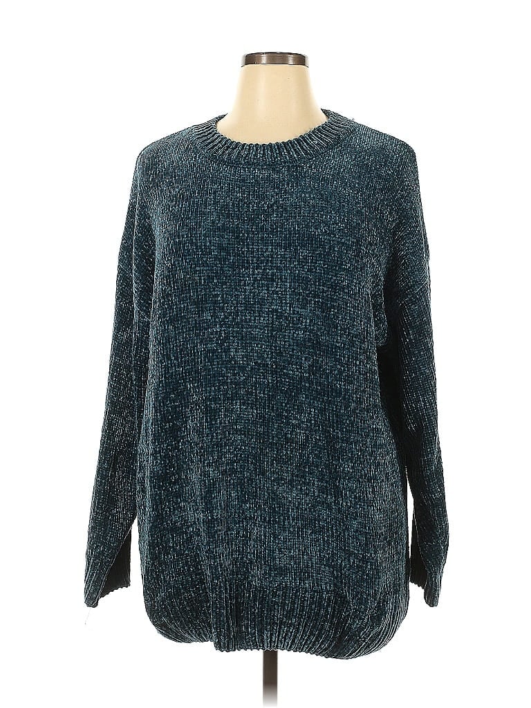 Zenana Premium 100% Polyester Marled Teal Pullover Sweater Size XL - photo 1