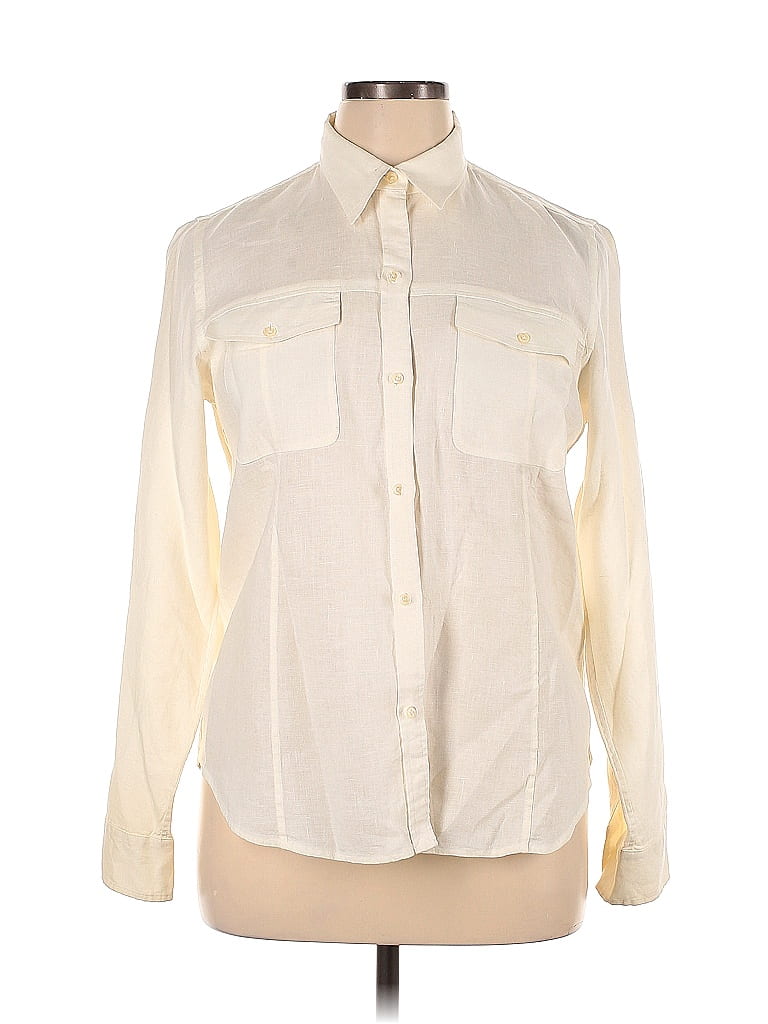 American Living 100% Linen Ivory Long Sleeve Button-Down Shirt Size XL - photo 1