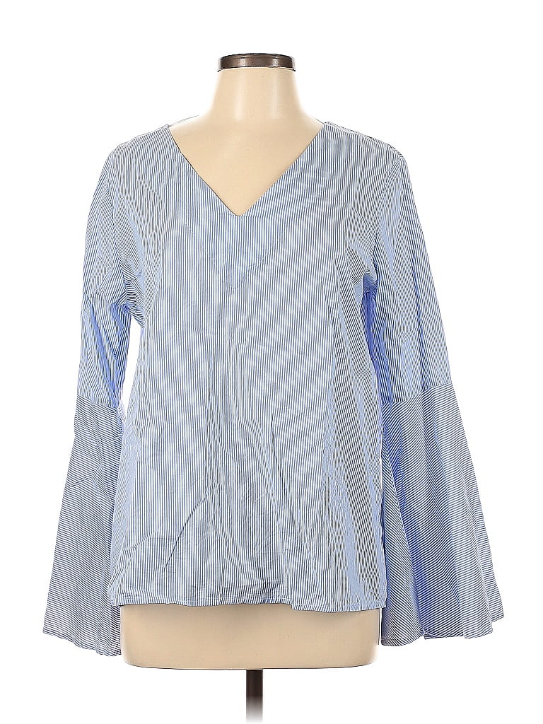 Philosophy Republic Clothing 100% Cotton Blue Long Sleeve Blouse Size L - photo 1