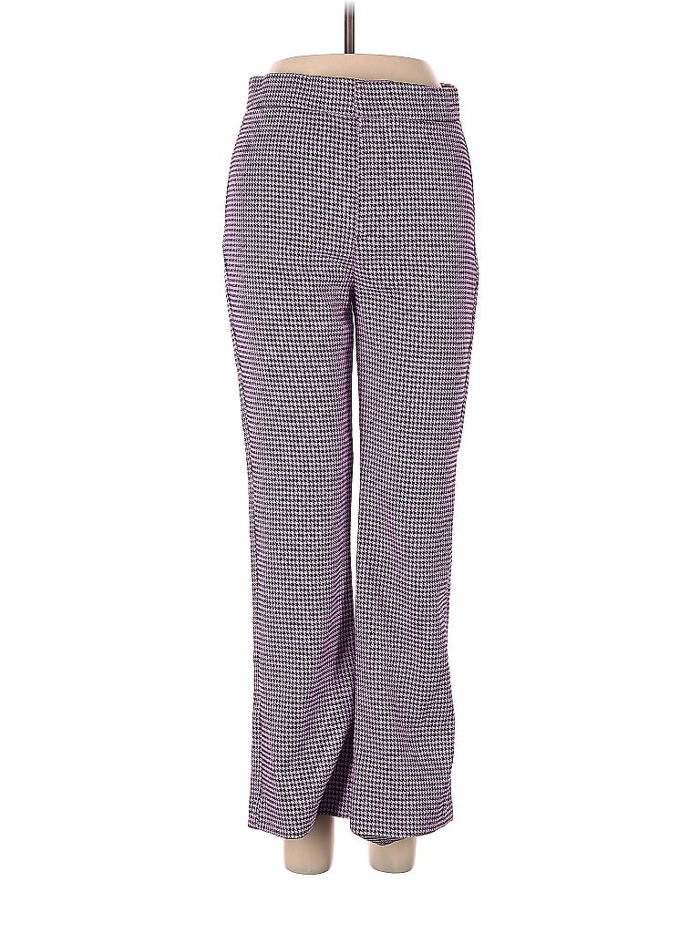 Zara Houndstooth Jacquard Marled Grid Chevron-herringbone Stripes Chevron Purple Casual Pants Size M - photo 1