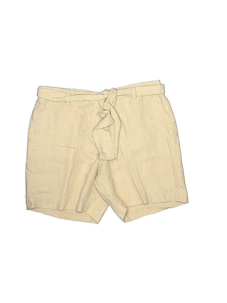J. McLaughlin 100% Linen Solid Tortoise Tan Shorts Size 10 - photo 1