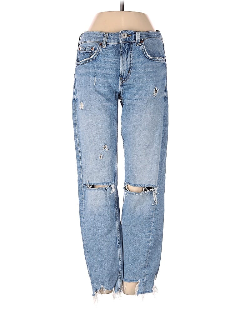 Zara Tortoise Hearts Blue Jeans Size 2 - photo 1
