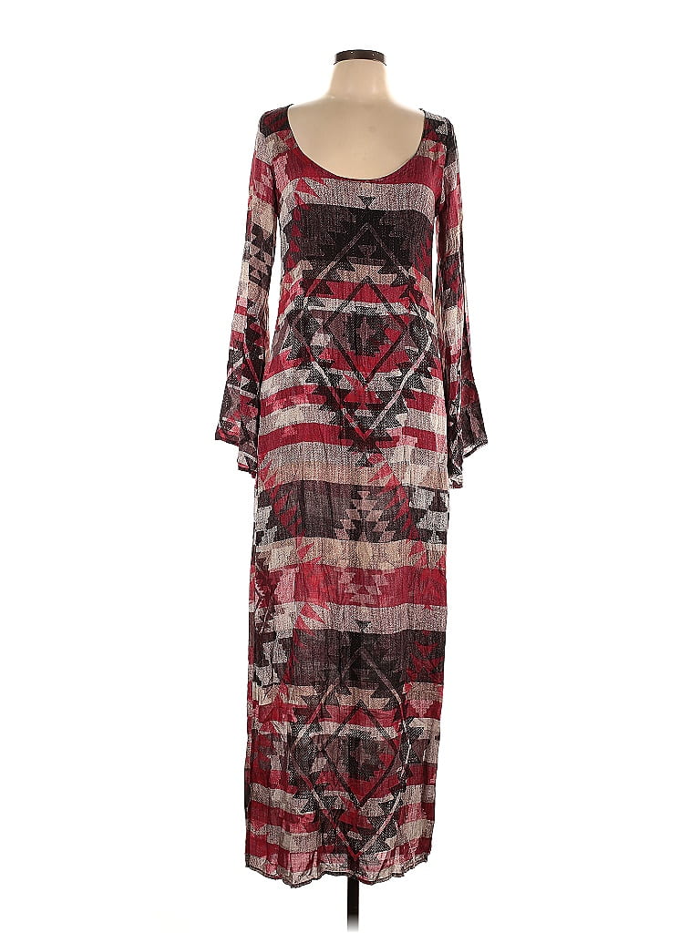 Tysa 100% Rayon Fair Isle Graphic Aztec Or Tribal Print Burgundy Casual Dress Size Lg (3) - photo 1