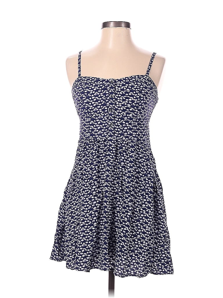Express 100% Rayon Hearts Blue Cocktail Dress Size S - photo 1