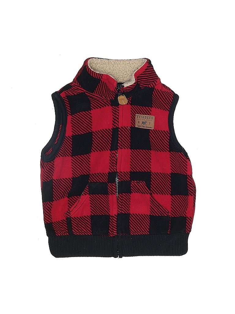 Carter's 100% Polyester Plaid Red Vest Size 9 mo - photo 1