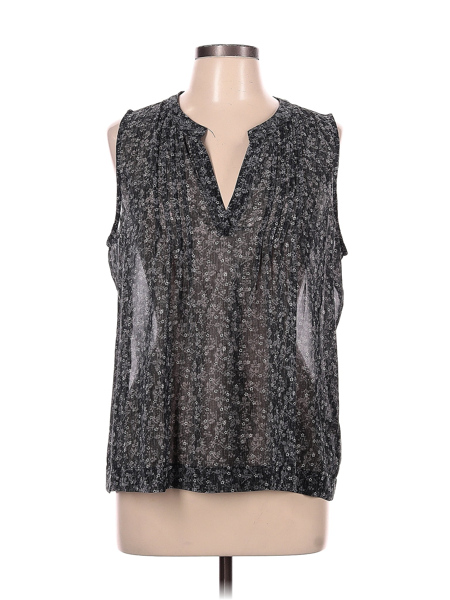 Vince Camuto 100% Polyester Gray Sleeveless Blouse Size L - 70% off ...