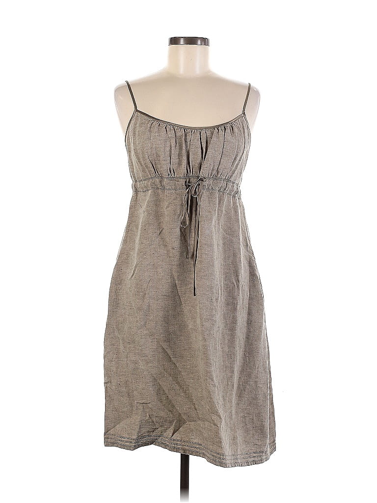 Donna Karan New York 100% Linen Marled Tan Gray Casual Dress Size 10 - photo 1