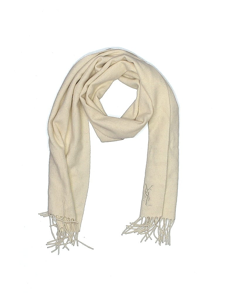 Yves Saint Laurent 100% Wool Ivory Scarf One Size - photo 1