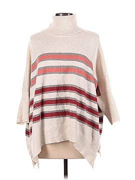 Ann Taylor LOFT Striped Turtleneck Poncho Sweater (view 1)