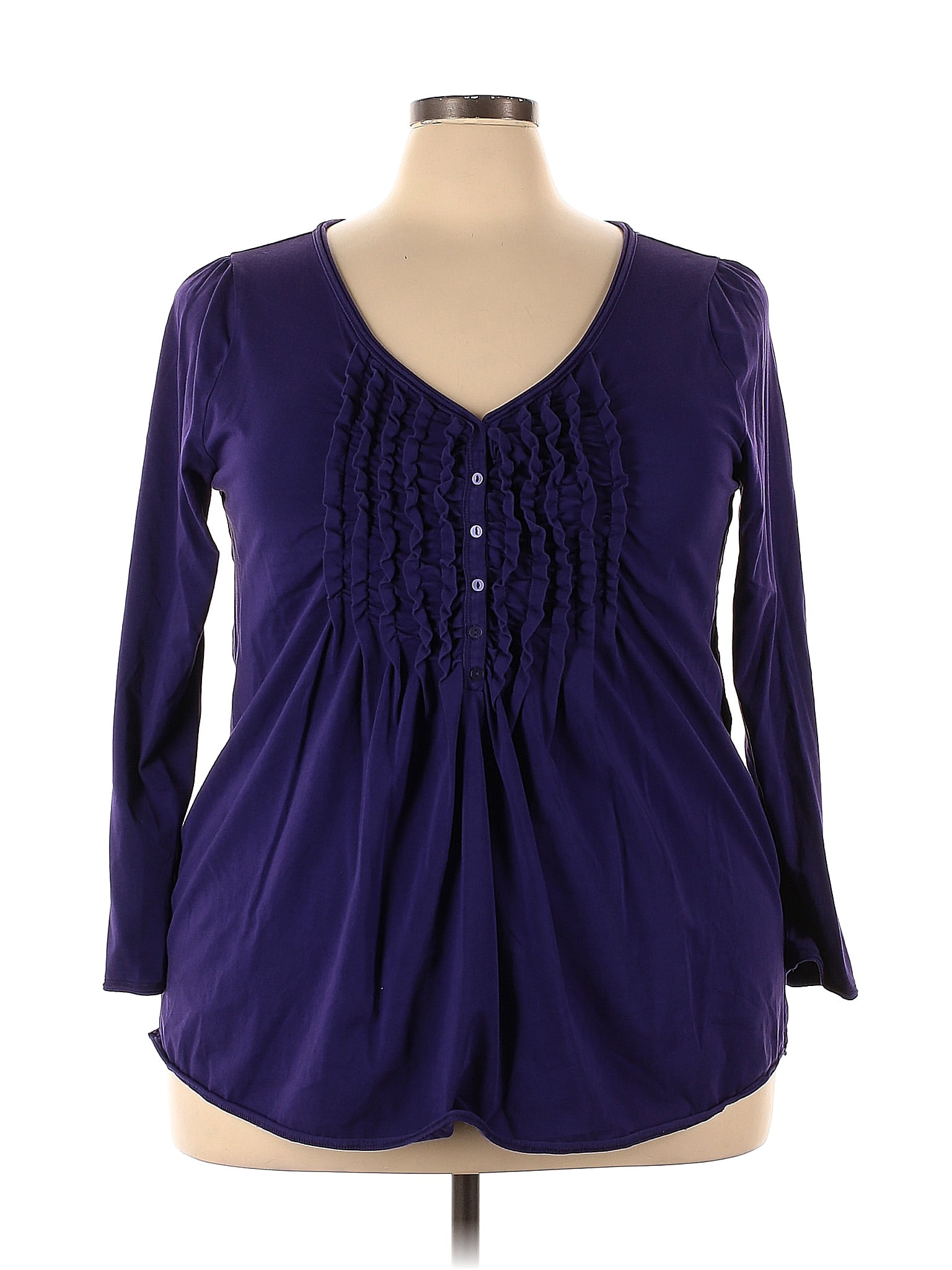 Lane Bryant Womens Plus Size 22/24 (2X) Blue Metallic Dot T-shirt Short
