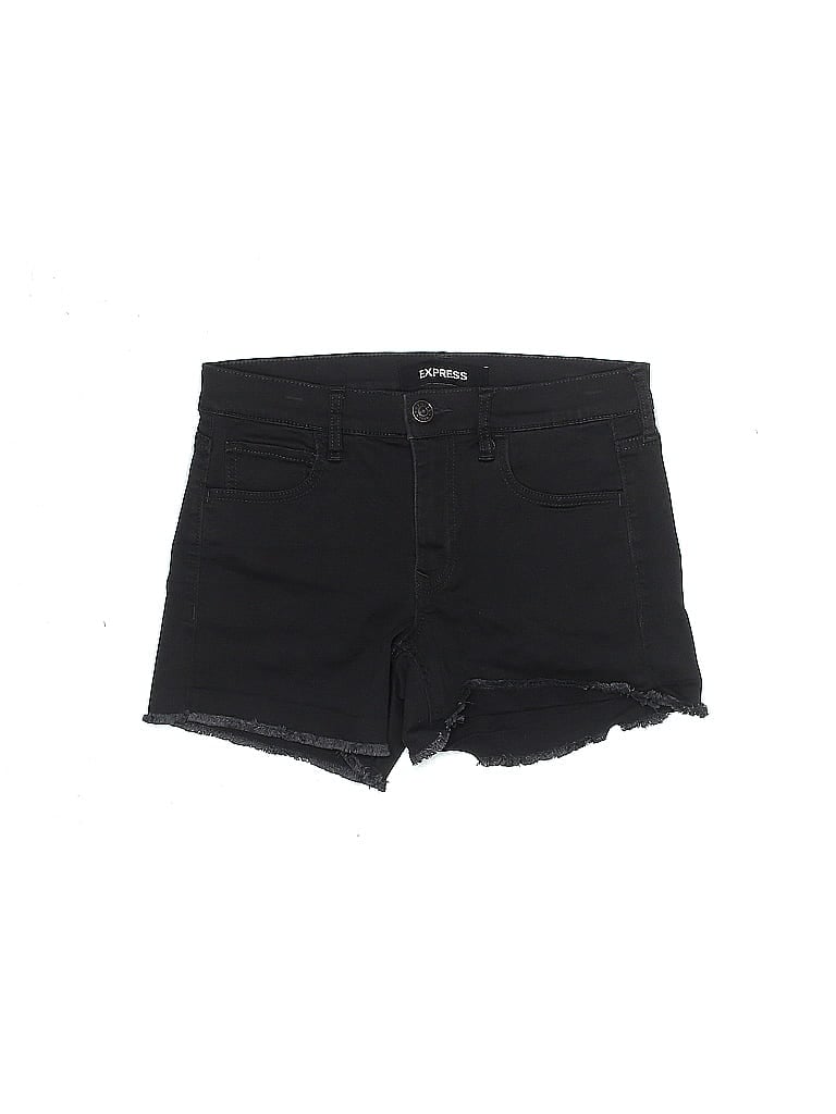 Express Solid Black Denim Shorts Size 4 - photo 1
