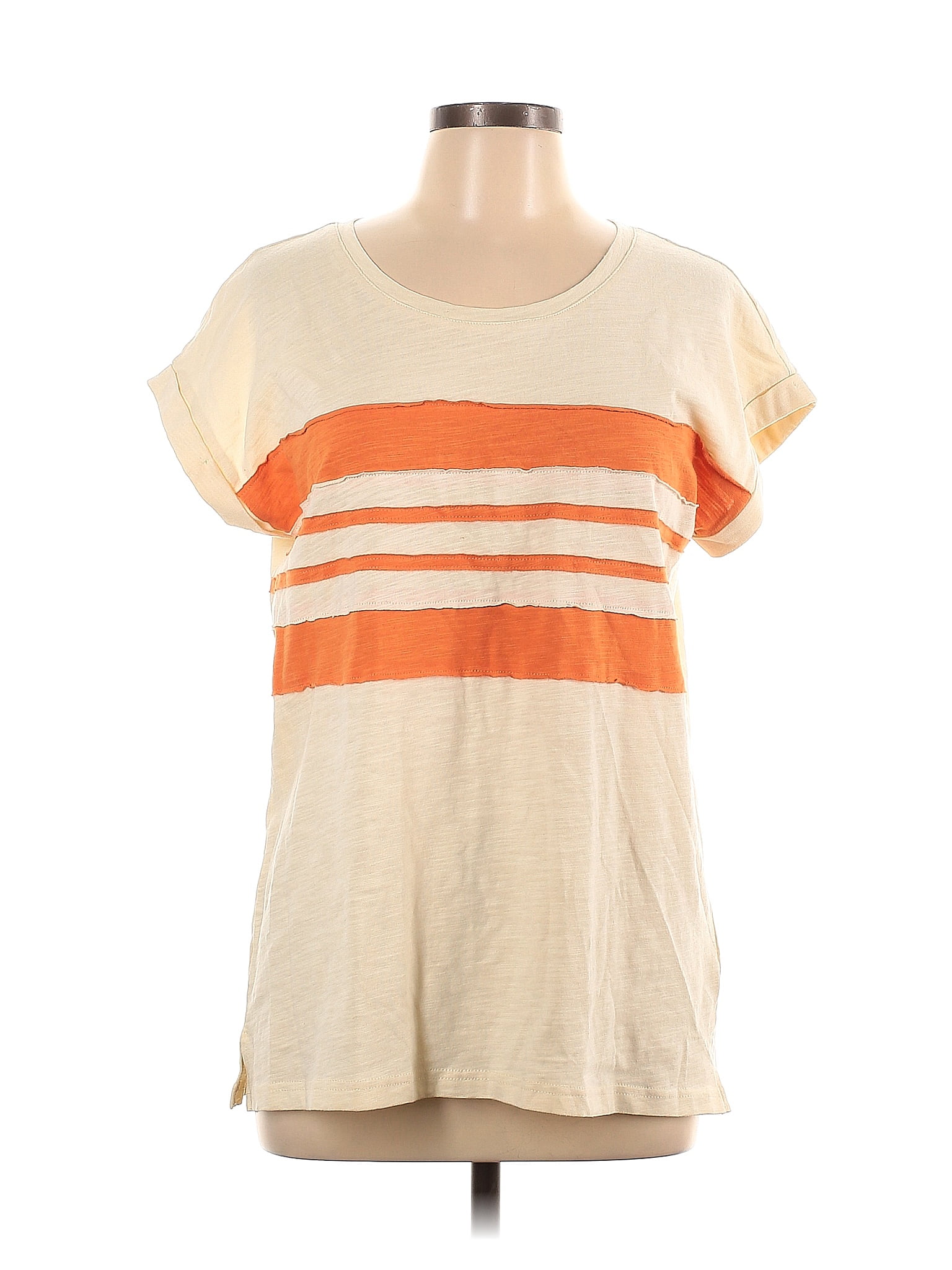 Mystree 100% Cotton Stripes Ivory Short Sleeve T-Shirt Size L - 55% off ...