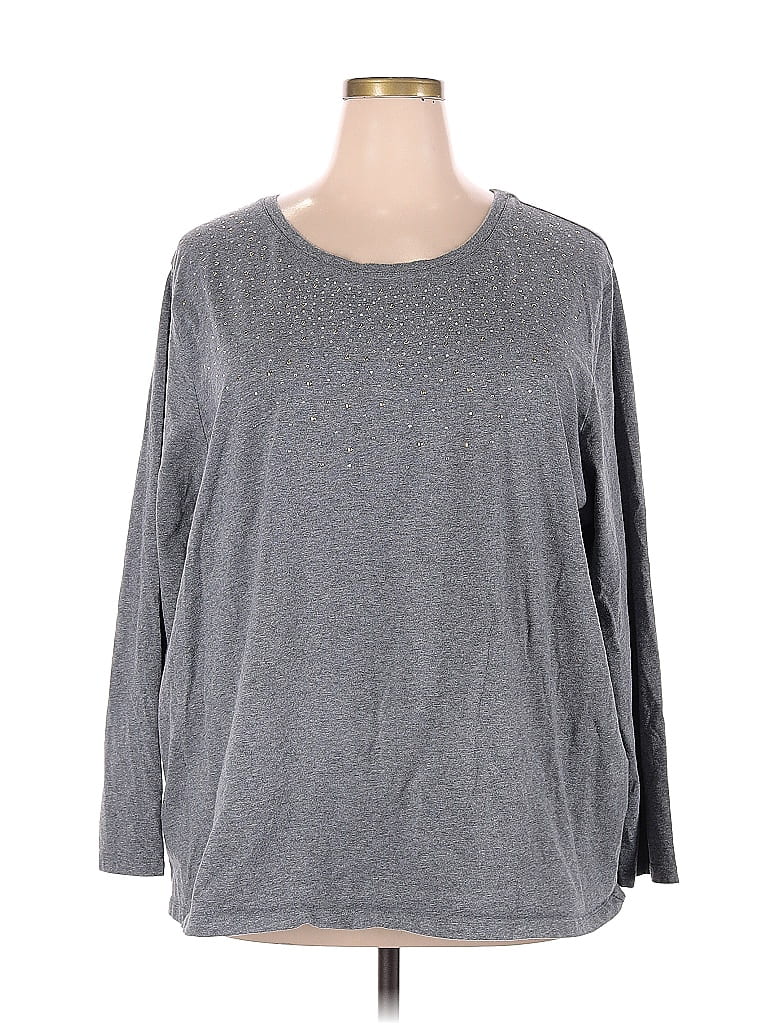 Liz & Me for Catherines 100% Cotton Gray Long Sleeve T-Shirt Size 3X ...