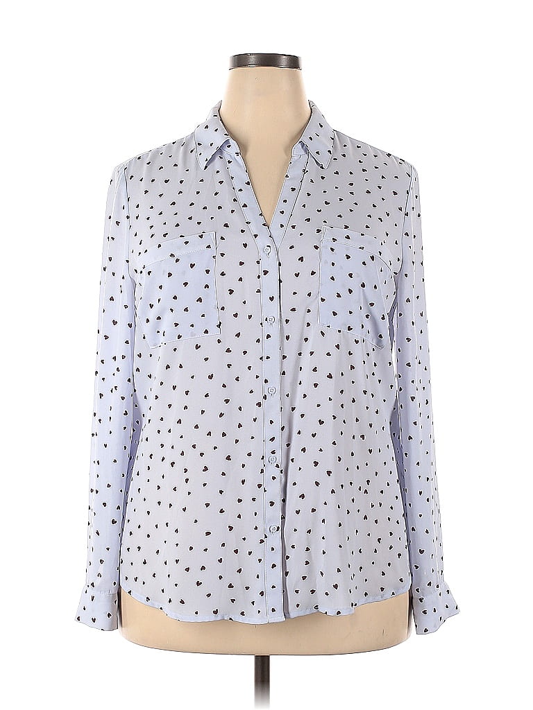 Candie's 100% Polyester Hearts Stars Polka Dots Blue Long Sleeve Blouse Size XXL - photo 1