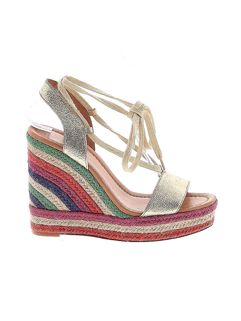 Kate Spade New York Stripes Color Block Gold Wedges Size 8 - photo 1
