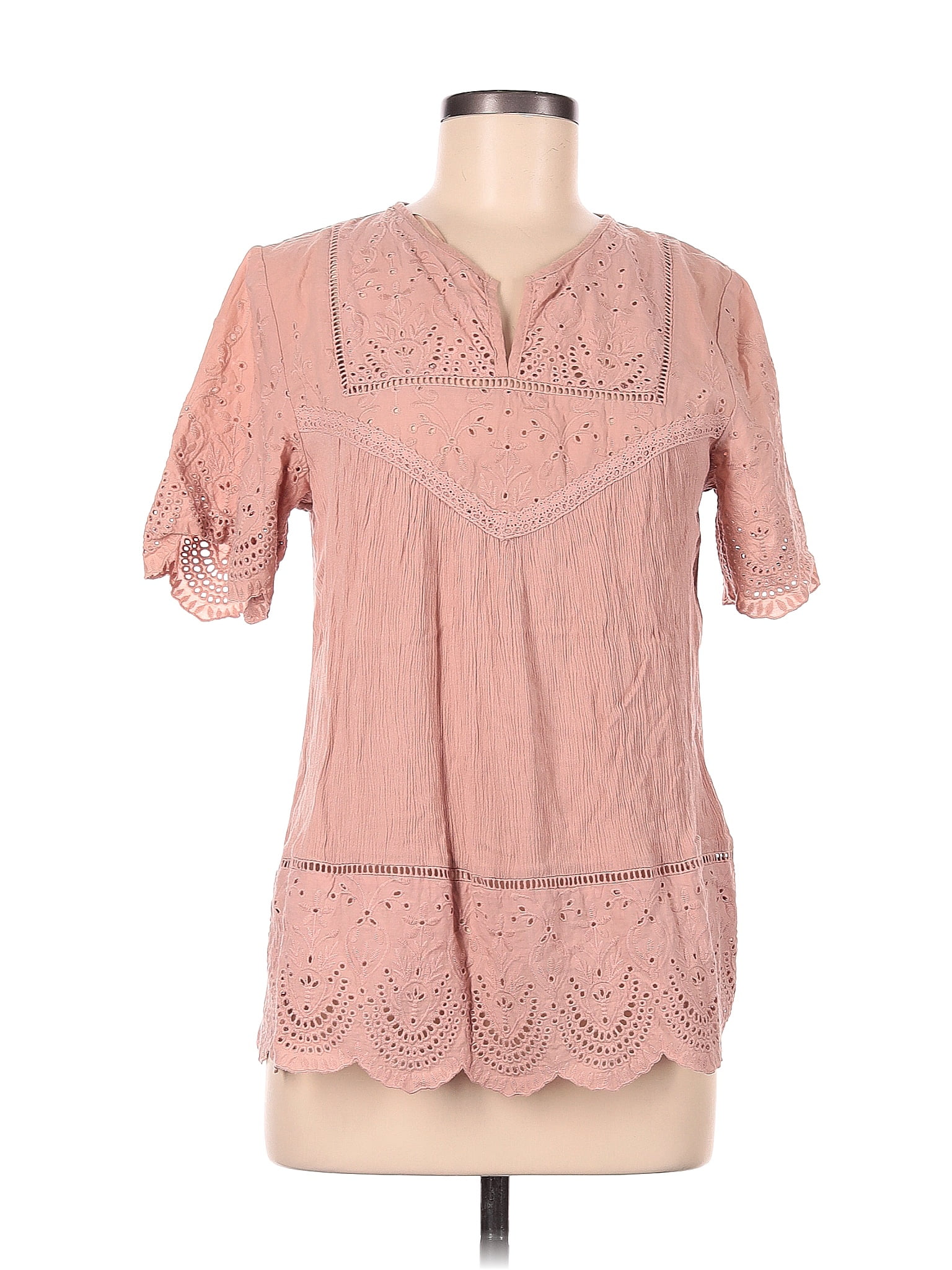 Knox Rose 100 Cotton Pink Short Sleeve Blouse Size M 31 Off Thredup