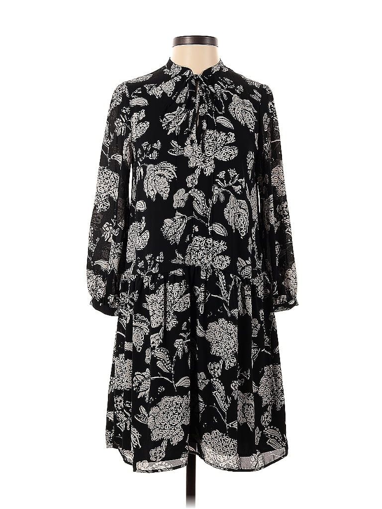 Allison 100% Polyester Floral Motif Damask Paisley Baroque Print Black Casual Dress Size XS - photo 1