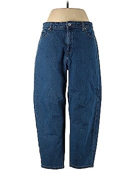 Ann Taylor LOFT Curvy High Rise Barrel Jeans in Dark Wash (view 1)