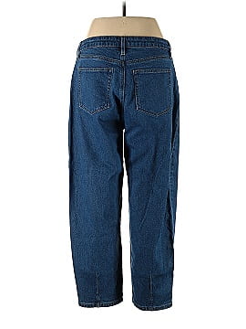 Ann Taylor LOFT Curvy High Rise Barrel Jeans in Dark Wash (view 2)