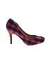 Jessica Simpson Houndstooth Argyle Checkered-gingham Grid Plaid Color Block Burgundy Heels Size 7 1/2 - photo 1