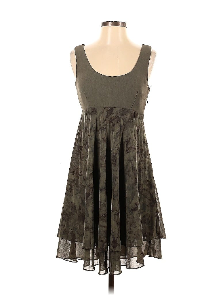CHRIS McLaughlin Tortoise Acid Wash Print Damask Camo Tie-dye Brown Cocktail Dress Size 4 - photo 1