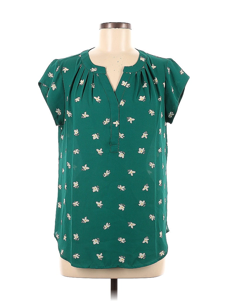 41hawthorn 100 Polyester Stars Green Short Sleeve Blouse Size M 51