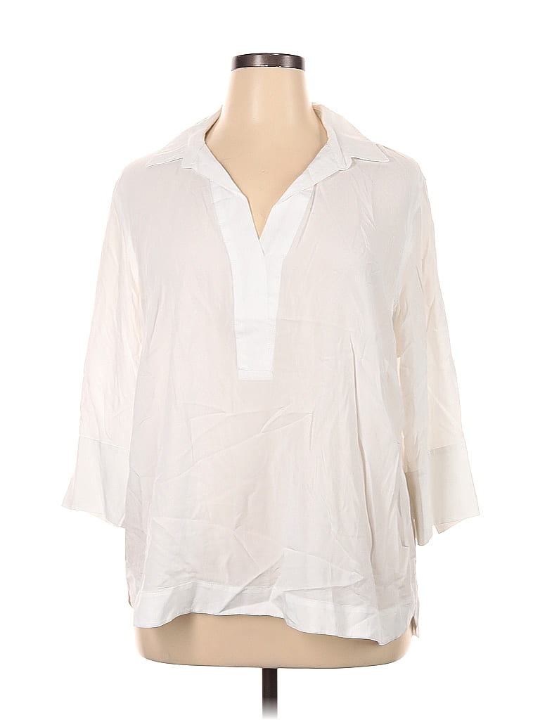 Workshop Republic Clothing 100% Rayon White Long Sleeve Blouse Size 1X ...