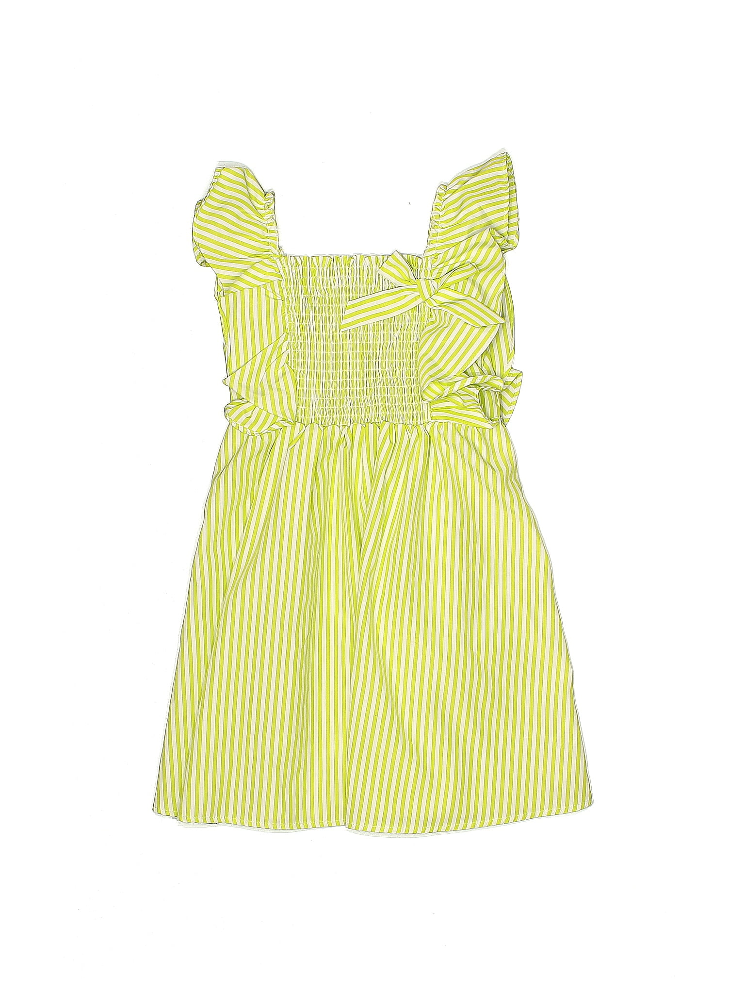 Habitual 100% Polyester Checkered-gingham Stripes Yellow Dress Size 6X ...