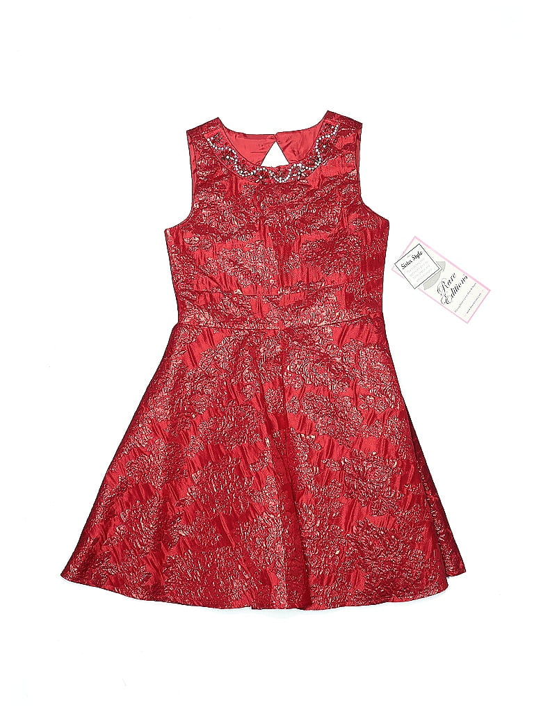 Rare Editions Jacquard Damask Brocade Red Special Occasion Dress Size 7 - photo 1