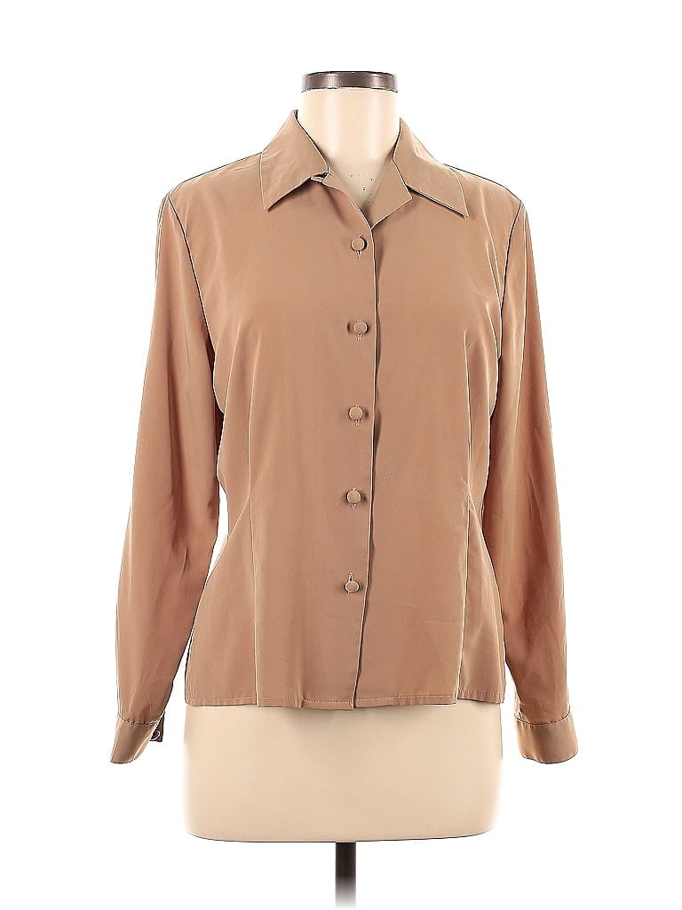 Christie & Jill 100% Polyester Tan Long Sleeve Blouse Size 8 (petite) - photo 1