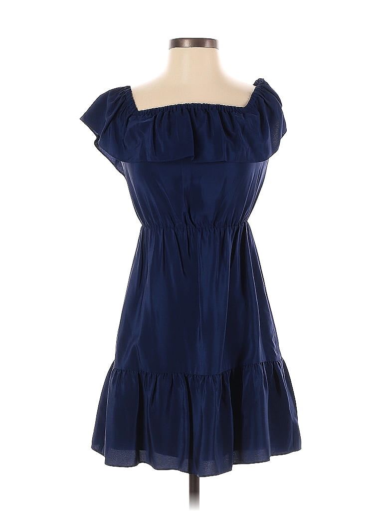 Club Monaco 100% Silk Solid Blue Casual Dress Size 00 - photo 1