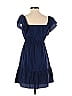 Club Monaco 100% Silk Solid Blue Casual Dress Size 00 - photo 2