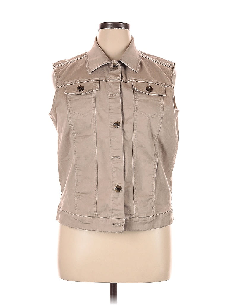Bend Over Tan Denim Vest Size 16 52 off ThredUp
