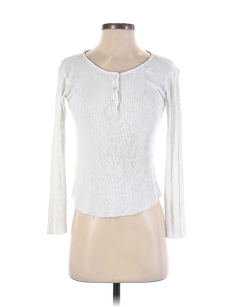 Monrow 100% Rayon Ivory Long Sleeve Henley Size S - 79% off | ThredUp