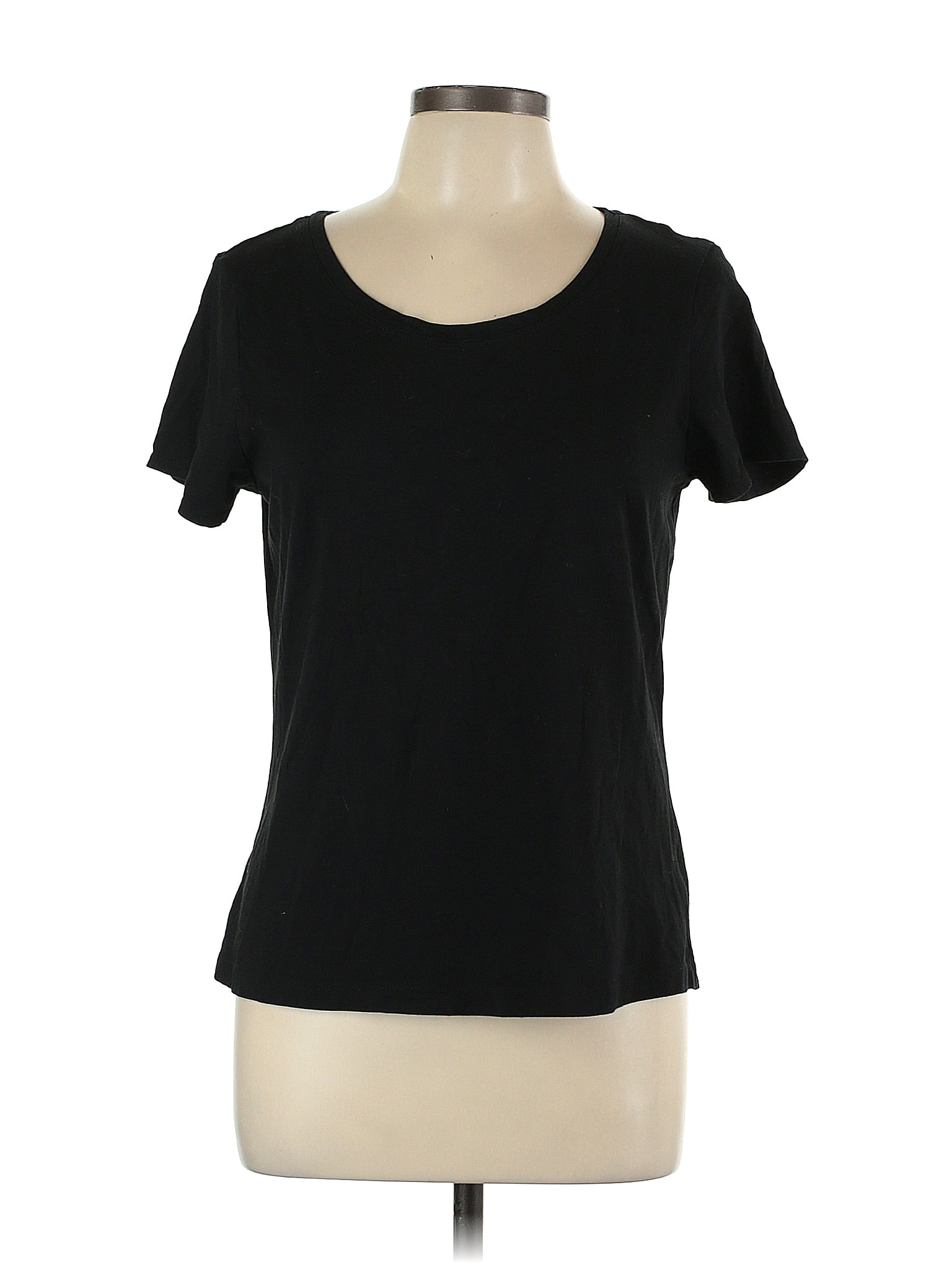 Tahari Solid Black Short Sleeve T Shirt Size L 67 Off Thredup