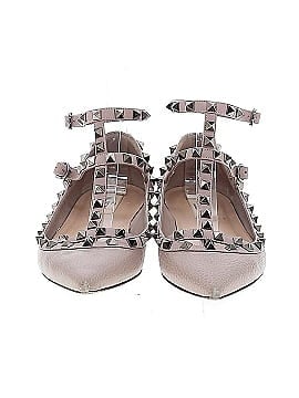 Valentino Leather Rockstud Ankle Strap Flats (view 2)