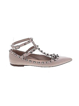 Valentino Leather Rockstud Ankle Strap Flats (view 1)