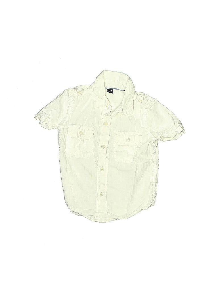 Baby Gap 100% Cotton Solid Yellow Short Sleeve Button-Down Shirt Size 2 - photo 1