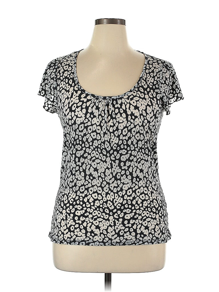 Hot Options Damask Batik Animal Print Leopard Print Silver Short Sleeve T-Shirt Size 16 - photo 1