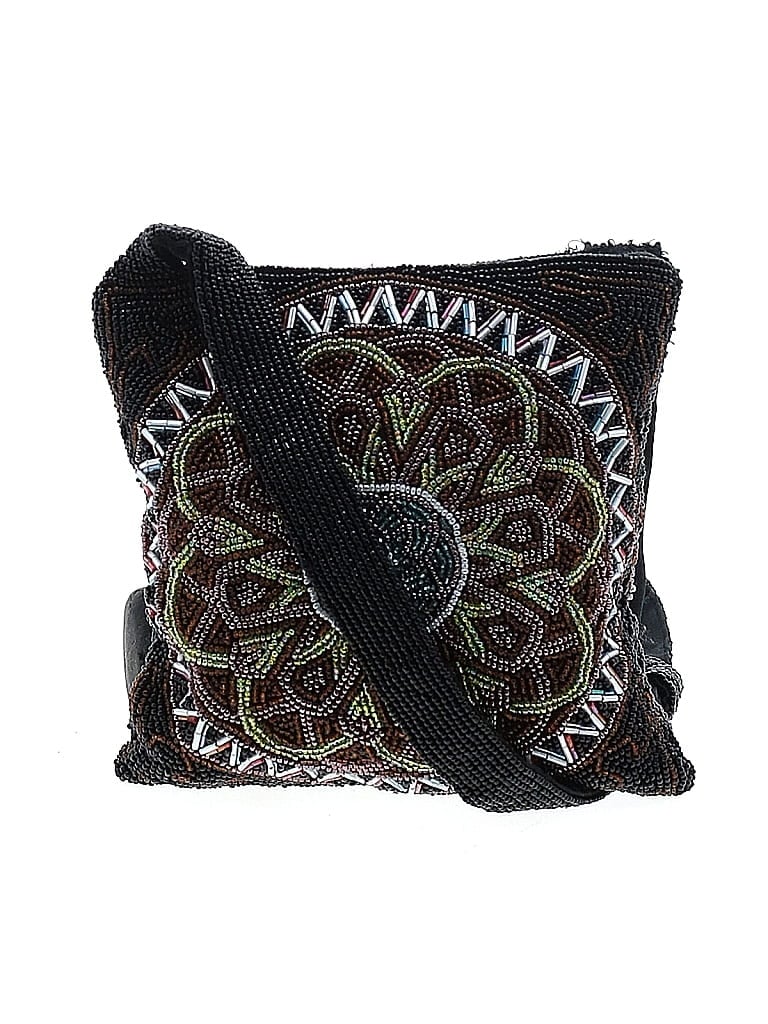 Swee Lo Jacquard Marled Floral Motif Paisley Batik Black Crossbody Bag One Size - photo 1