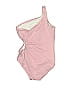 Old Navy Jacquard Marled Solid Hearts Graphic Color Block Pink One Piece Swimsuit Size 8 - photo 2