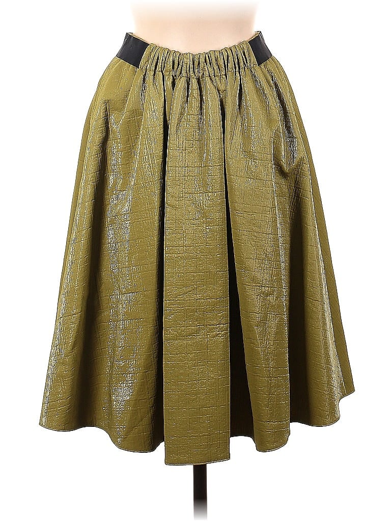 Dorothee Schumacher Jacquard Solid Tortoise Brocade Green Faux Leather Skirt Size Med (3) - photo 1