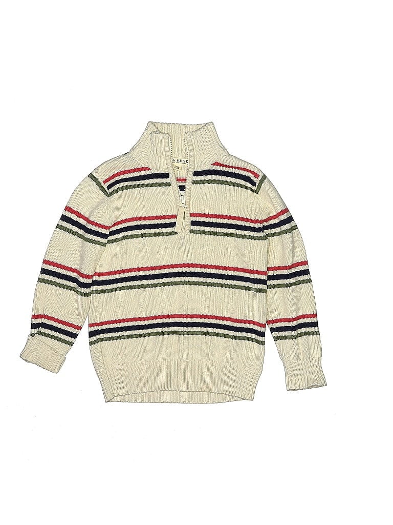 Hope & Henry 100% Cotton Stripes Ivory Pullover Sweater Size 2X SMALL KIDS - photo 1