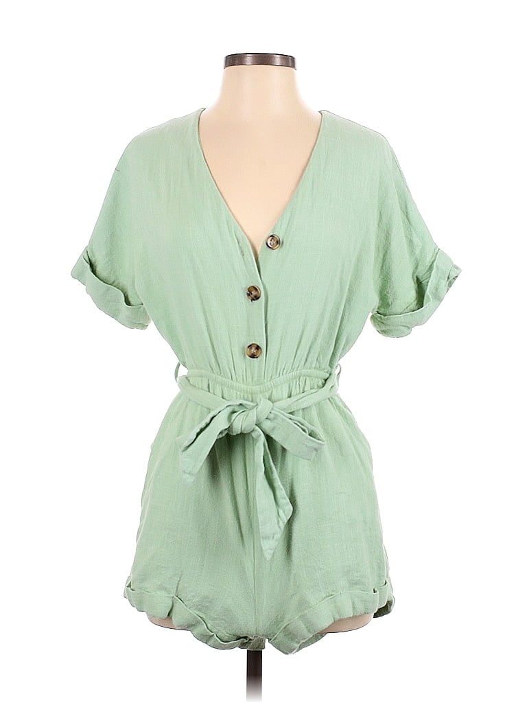 lost & wander Solid Green Romper Size S - photo 1